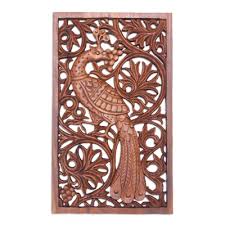 Hand Carved Suar Wood Leafy Relief
