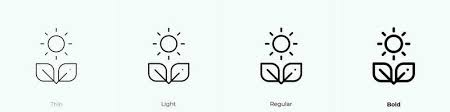 Sun Icon Thin Light Regular And Bold