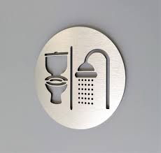Restroom And Shower Sign With Symbols