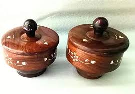 Sheesham Wood Snacks Bowls Wth Lid