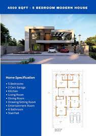 5 Bedroom Modern House Plan 4500 Sqft