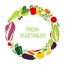 Fresh Vegetables In The Circle Vector