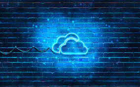 Clouds Neon Icon Blue Background Neon