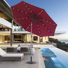 2 7m Garden Solar Led Parasol Sun Shade