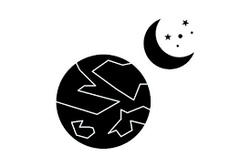 Icon Cute Space Moon Black Filled