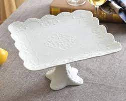 Ceramic Milk Glass Cake Stand Vintage