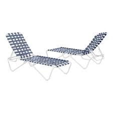 Aluminum Frame Lake Adjustable Outdoor Strap Chaise Lounge 2 Pack