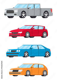Set Of Cars Side View Diffe Colors