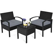 3 Pieces Outdoor Patio Set Wicker