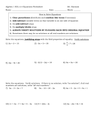 Algebra 1 Sol A 4 Equations Worksheet