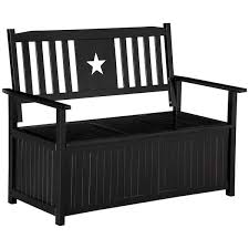 Black Wood Outdoor Storage Bench