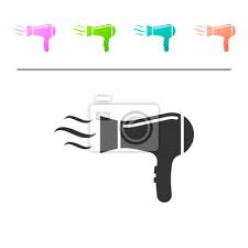Grey Hair Dryer Icon Isolated On White