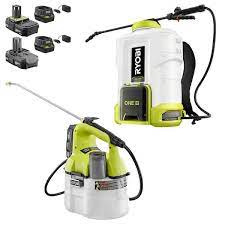 Ryobi P2860 2810 One 18v Cordless Battery 4 Gal Backpack And 1 Gal Handheld Chemical Sprayers With 2 0 Ah 1 3 Ah Battery And Charger