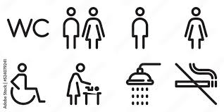 Toilet Line Icon Set Wc Sign Man