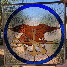 Marines Navy Stained Glass Window Panel