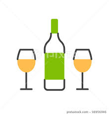 Wine Bottle With Cork And Two Glasses