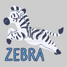 Adorable Cartoon Jumping Lineless Zebra