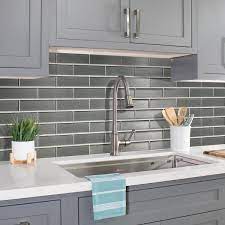 Apollo Tile Gray 11 8 In X 11 8 In Polished Glass Mosaic Tile 4 83 Sq Ft Case