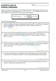 Law Of Partial Pressure Worksheets