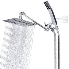 All Metal Dual Square Shower Head Combo