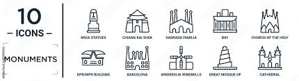 Monuments Linear Icon Set Includes