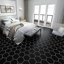 Black Hexagon Pattern Kitchen Tiles