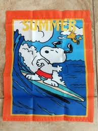 Snoopy Summer Surfing 14x18 In Garden