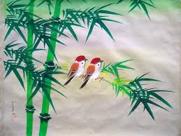 Two 1950s Japanese Birds And Bamboo
