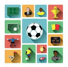 Modern Flat Soccer Icons Set With Long