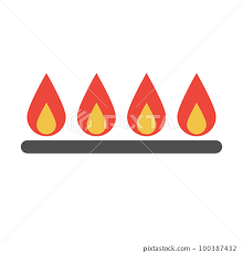 Simple Gas Stove And Fire Icon Vector