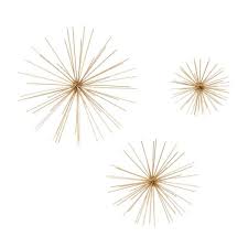 Gold Metal Gold Wall Star Set Of 3