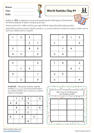 World Sudoku Day Worksheets Fun