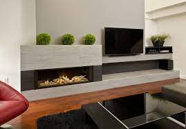 Tile Fireplace And A Wall Mounted Tv