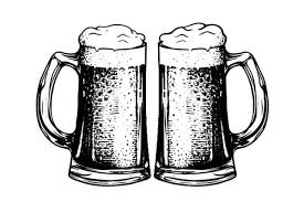 Two Beer Glasses Cheers Hand Drawn Ink