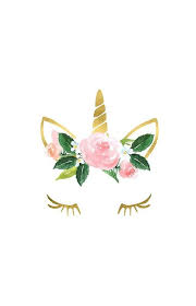 Unicorn Watercolor Flowers And Gold