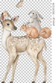 Watercolor Woodland Animals Deer