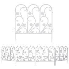 24 In Metal Garden Fence Decorative White Fencing Panels For Yard Landscape Patio Lawn Decor 5 Packs