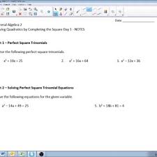 Solving Quadratics By Completing The