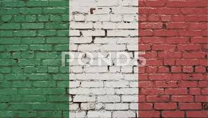 Brick Wall With Painted Flag Of Italy