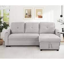 Nestfair 80 In Gray Linen Upholstered