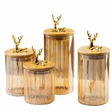 Gold Er Glass Jar With Wooden Lid