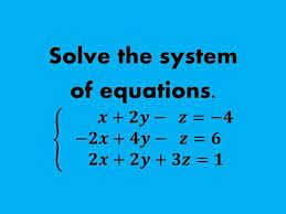 System Of Equations In 3 Variables
