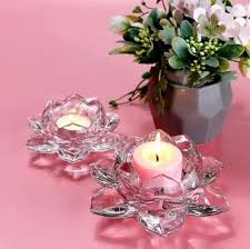 Round Crystal Glass Lotus Candle