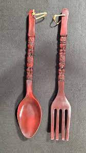 Vintage Wooden Fork And Spoon Wall