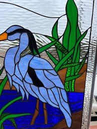 The Great Blue Heron Leaded Stained