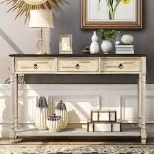 Urtr 51 In Beige Rectangle Wood Console