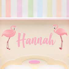 Custom Name Pink Flamingo Wall Sticker