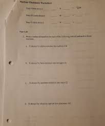 Ex Nuclear Chemistry Worksheet Step