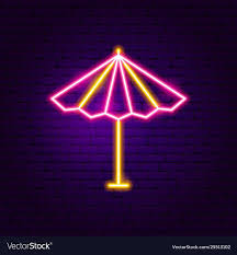 Sun Parasol Neon Label Vector Image On