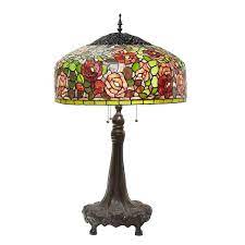 Rose Bush Stained Glass Table Lamp